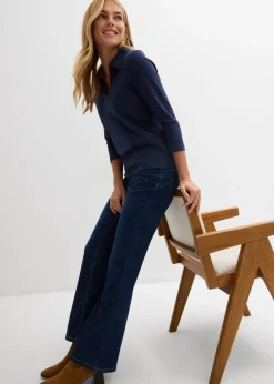 bonprix bonprix Vaqueros acampanados de talle medio azul oscuro denim usado Sale