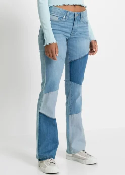 bonprix bonprix Vaqueros acampanados de talle medio azul claro denim/azul piedra/azul oscuro denim New