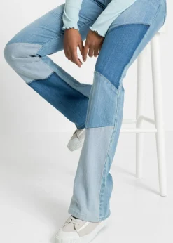 bonprix bonprix Vaqueros acampanados de talle medio azul claro denim/azul piedra/azul oscuro denim New