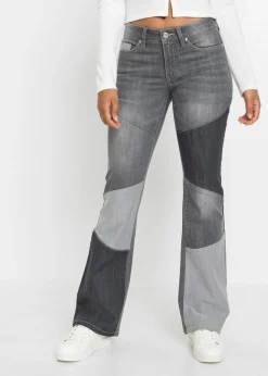 bonprix bonprix Vaqueros acampanados de talle medio denim gris/gris oscuro denim/denim gris medio Discount