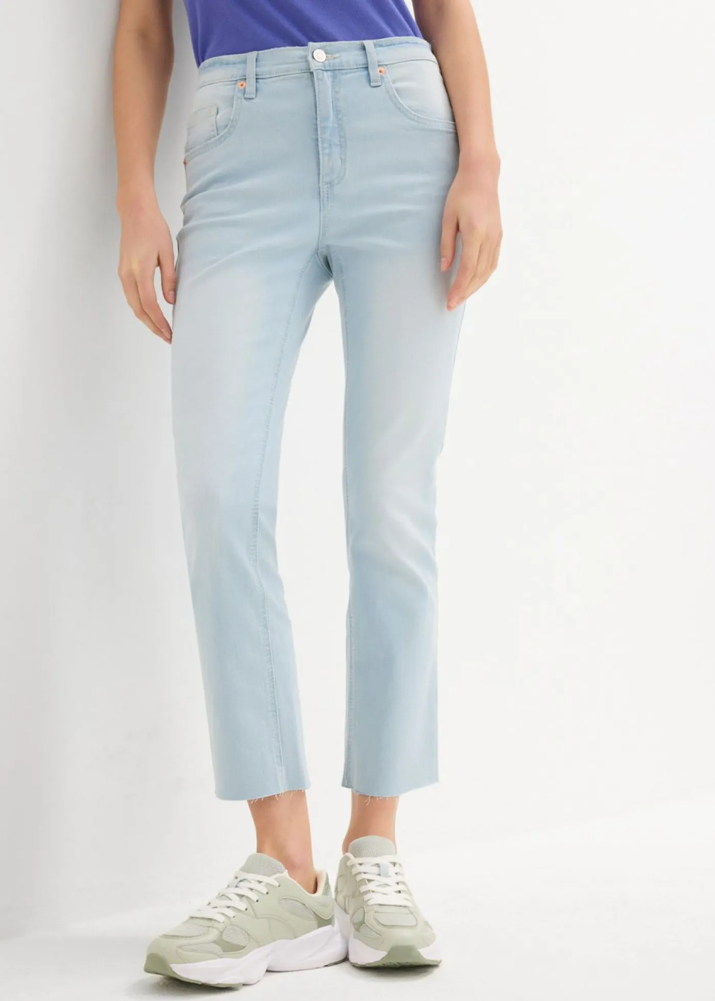 bonprix bonprix Vaqueros acampanados, high waist, cropped azul hielo denim usado Online