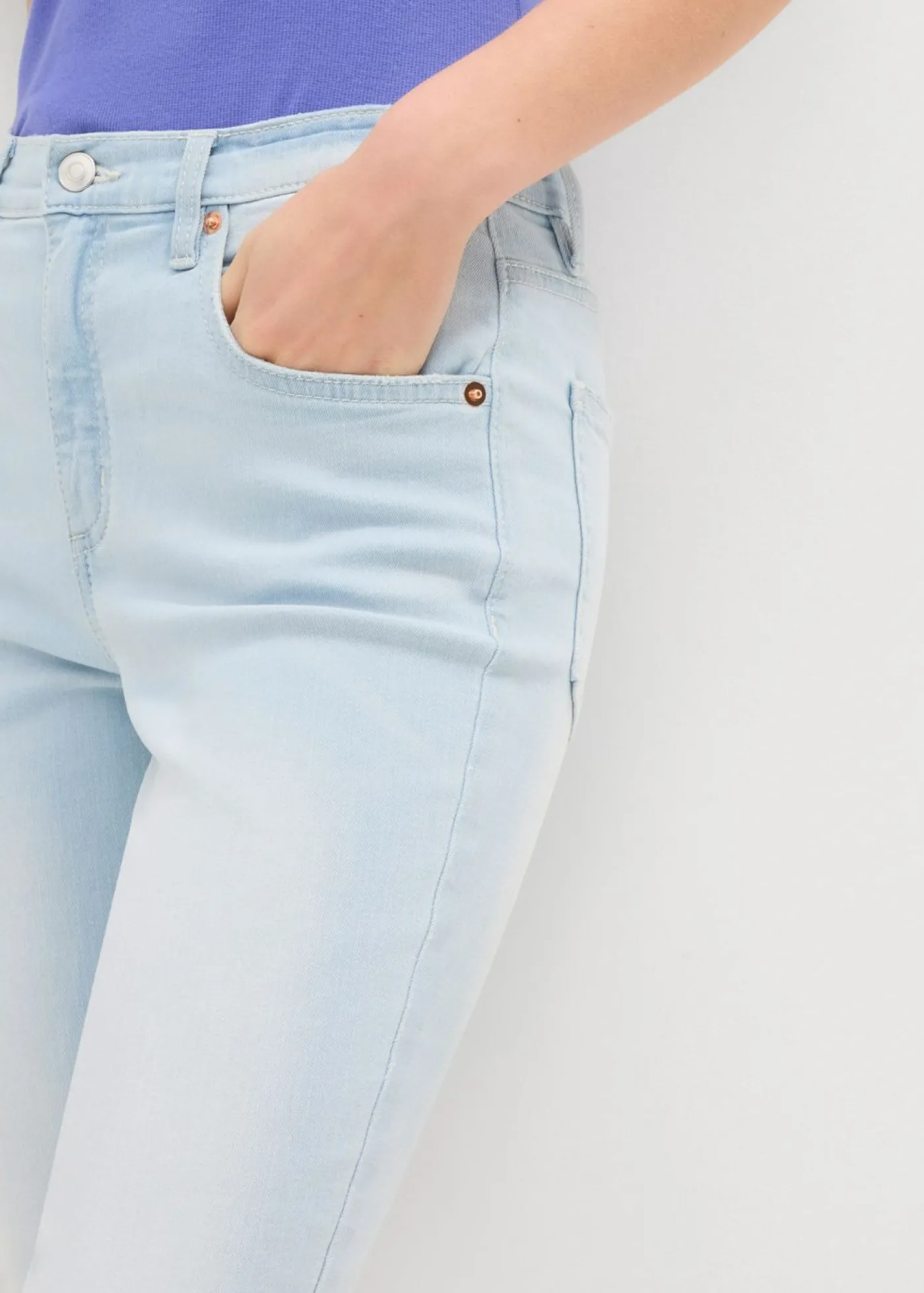 bonprix bonprix Vaqueros acampanados, high waist, cropped azul hielo denim usado Online