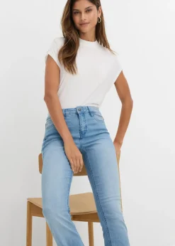 bonprix bonprix Vaqueros acampanados, mid waist, elásticos azul claro denim Sale
