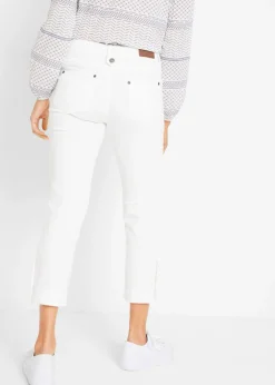 bonprix bonprix Vaqueros acortados de corte slim y media cintura Sarga blanca Hot