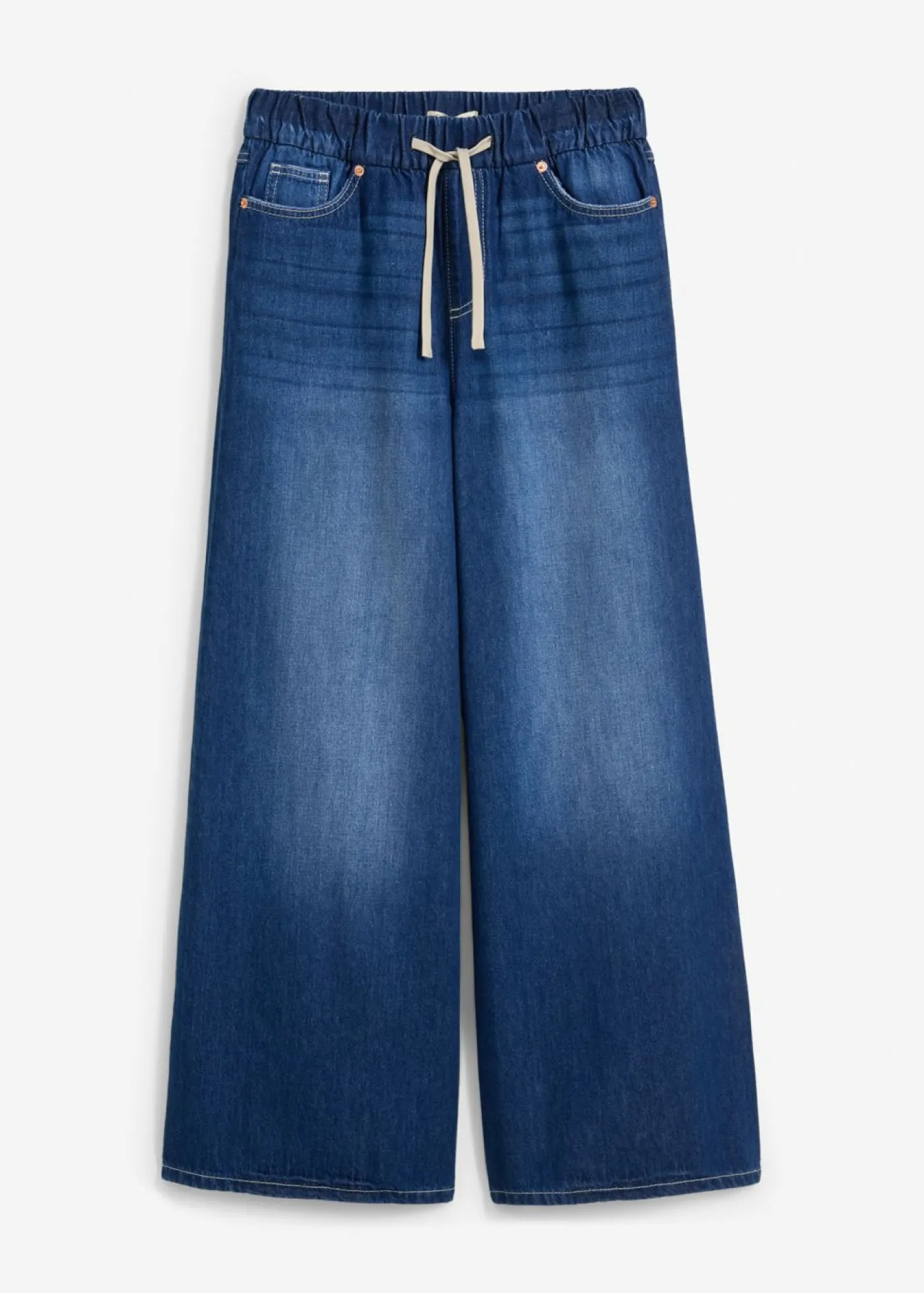 bonprix bonprix Vaqueros anchos de talle medio con cinturilla cómoda Denim intenso usado Discount