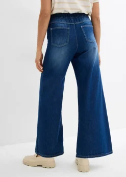 bonprix bonprix Vaqueros anchos de talle medio con cinturilla cómoda Denim intenso usado Discount