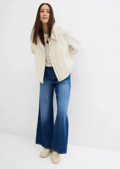 bonprix bonprix Vaqueros anchos de talle medio con cinturilla cómoda Denim intenso usado Discount