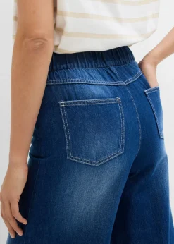 bonprix bonprix Vaqueros anchos de talle medio con cinturilla cómoda Denim intenso usado Discount