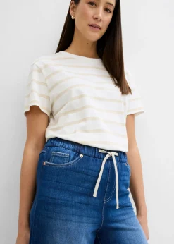 bonprix bonprix Vaqueros anchos de talle medio con cinturilla cómoda Denim intenso usado Discount