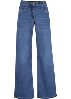 bonprix bonprix Vaqueros anchos de talle medio con cinturilla cómoda Denim