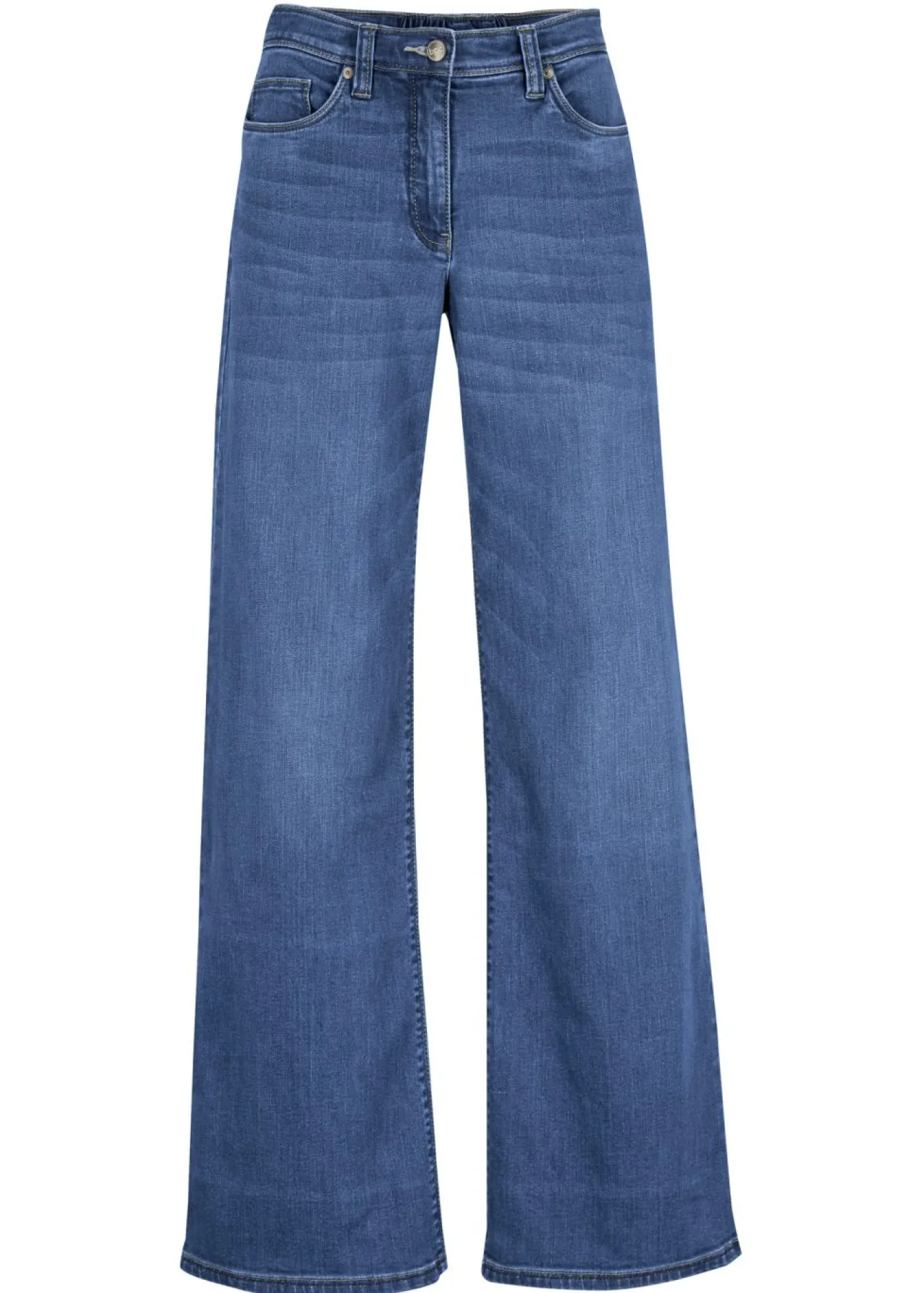 bonprix bonprix Vaqueros anchos de talle medio con cinturilla cómoda Denim