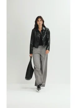 bonprix bonprix Vaqueros anchos de talle medio con cinturilla cómoda denim gris claro usado Sale