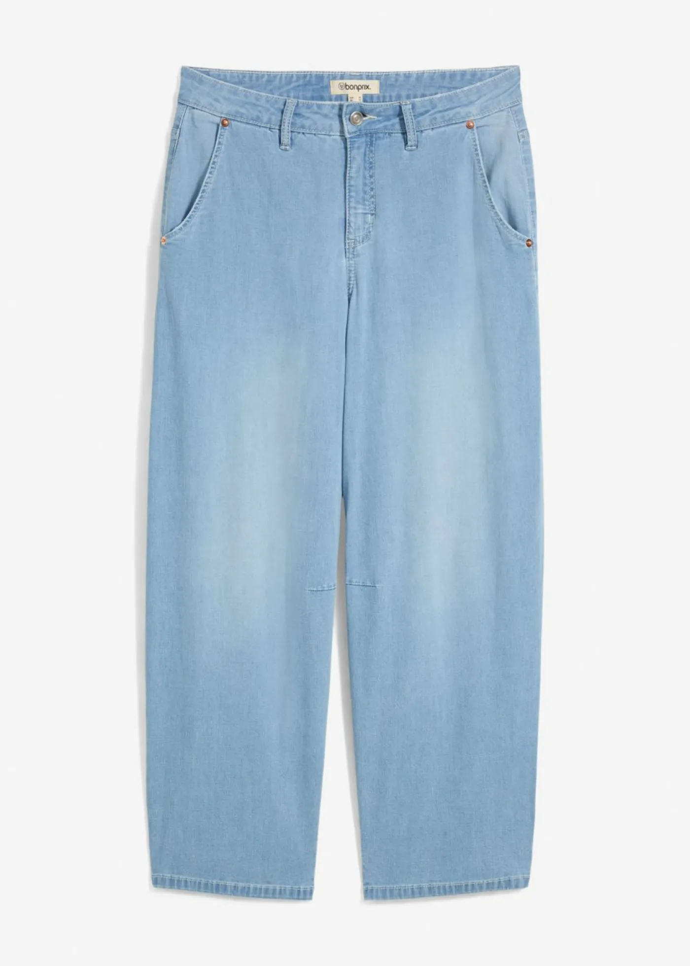 bonprix bonprix Vaqueros balloon, mid waist, super soft, cropped azul hielo denim usado Online