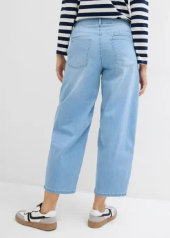 bonprix bonprix Vaqueros balloon, mid waist, super soft, cropped azul hielo denim usado Online