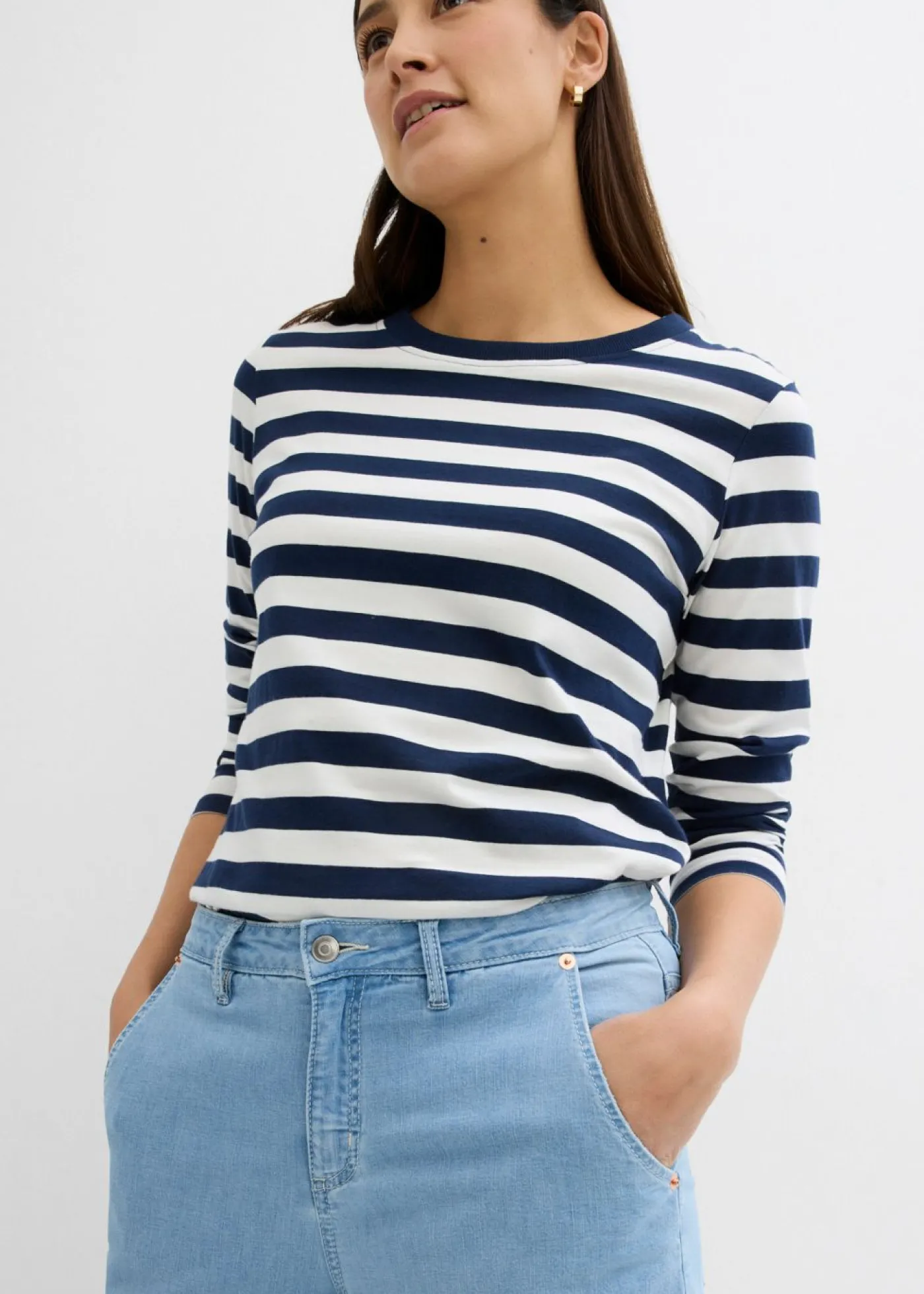 bonprix bonprix Vaqueros balloon, mid waist, super soft, cropped azul hielo denim usado Online