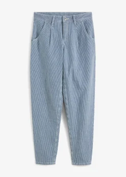 bonprix bonprix Vaqueros barrel de talle medio con rayas azul piedra-denim blanco con rayas Hot
