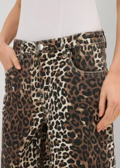 bonprix bonprix Vaqueros barrel, mid waist estampado leo crudo-coñac oscuro-negro Discount