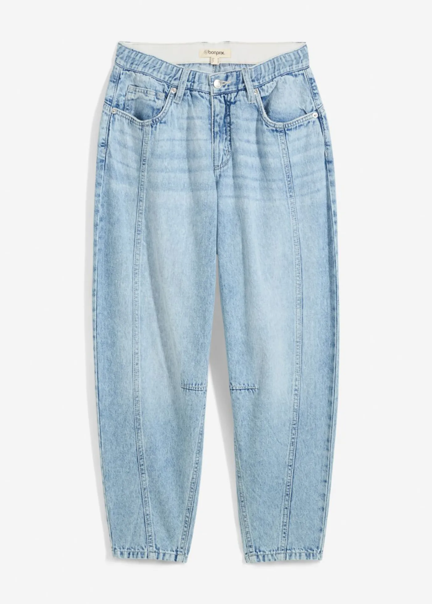 bonprix bonprix Vaqueros barrel, mid waist, low stretch, cropped Denim hielo desgastado Hot