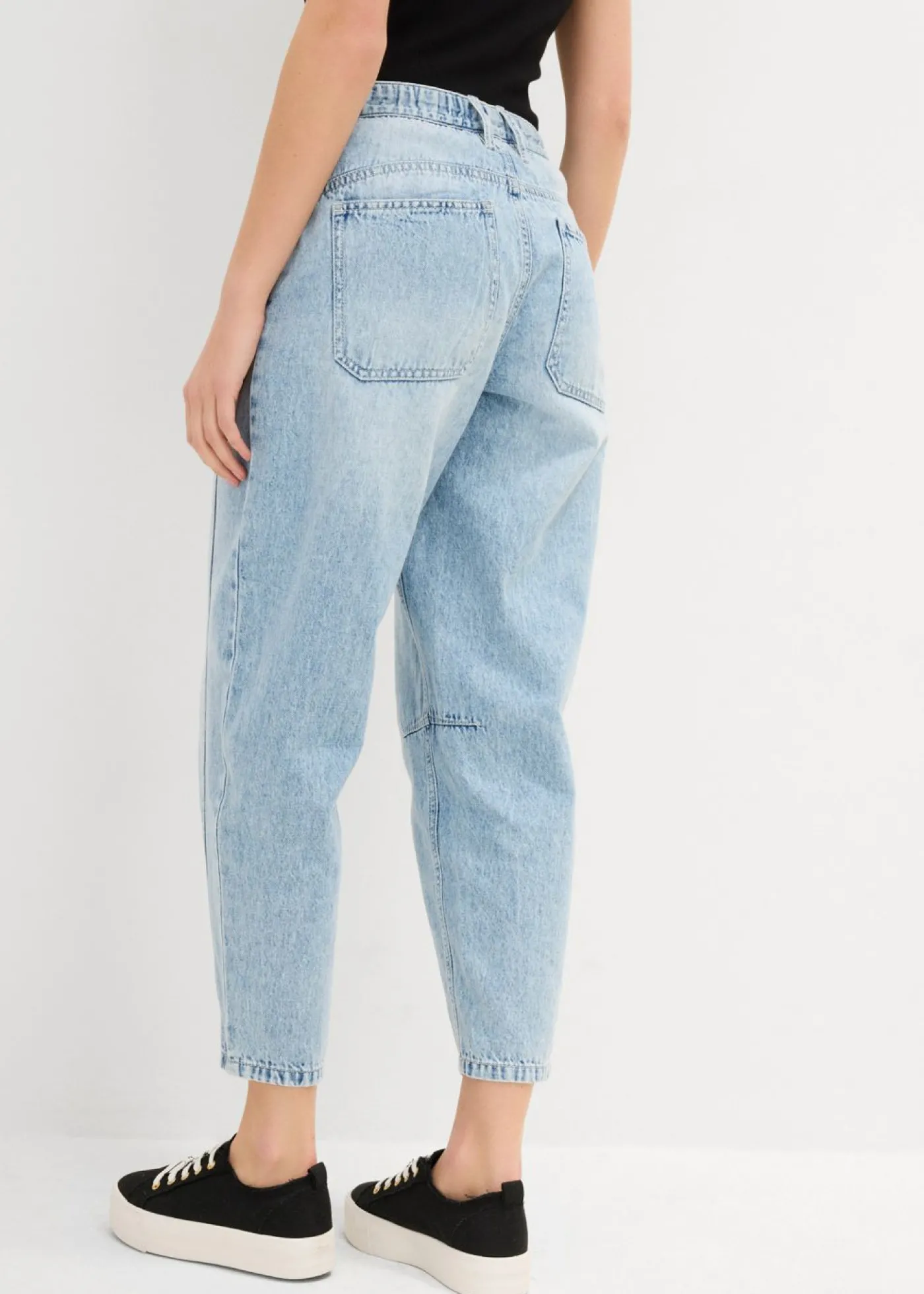 bonprix bonprix Vaqueros barrel, mid waist, low stretch, cropped Denim hielo desgastado Hot