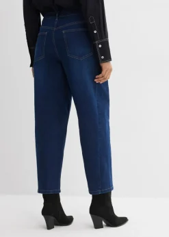 bonprix bonprix Vaqueros barrel, mid waist, de algodón orgánico azul oscuro denim usado Sale