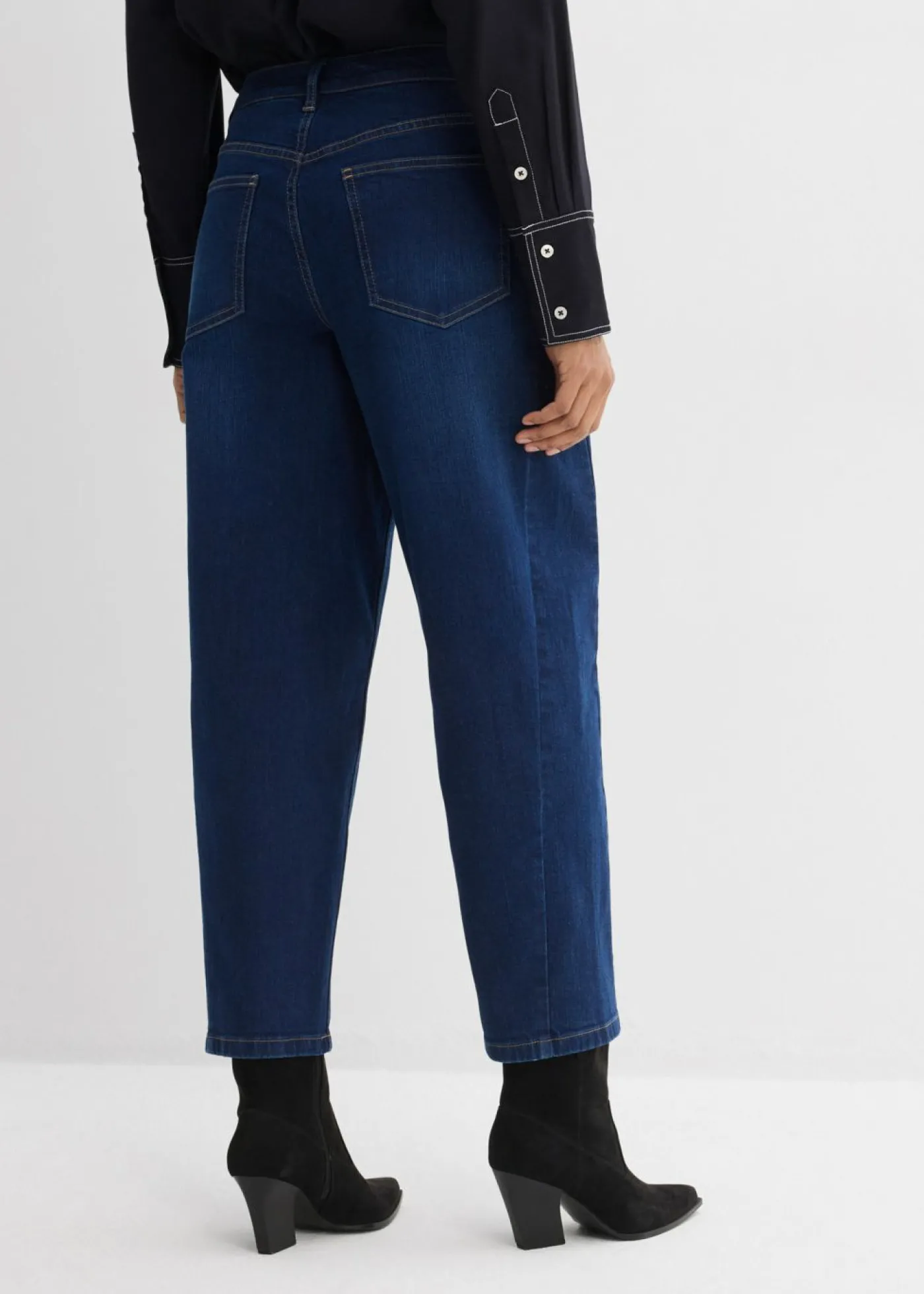 bonprix bonprix Vaqueros barrel, mid waist, de algodón orgánico azul oscuro denim usado Sale