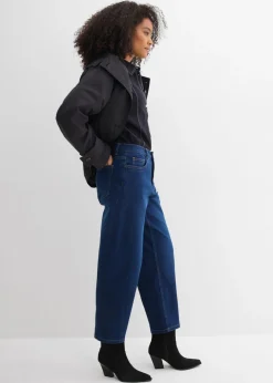 bonprix bonprix Vaqueros barrel, mid waist, de algodón orgánico azul oscuro denim usado Sale
