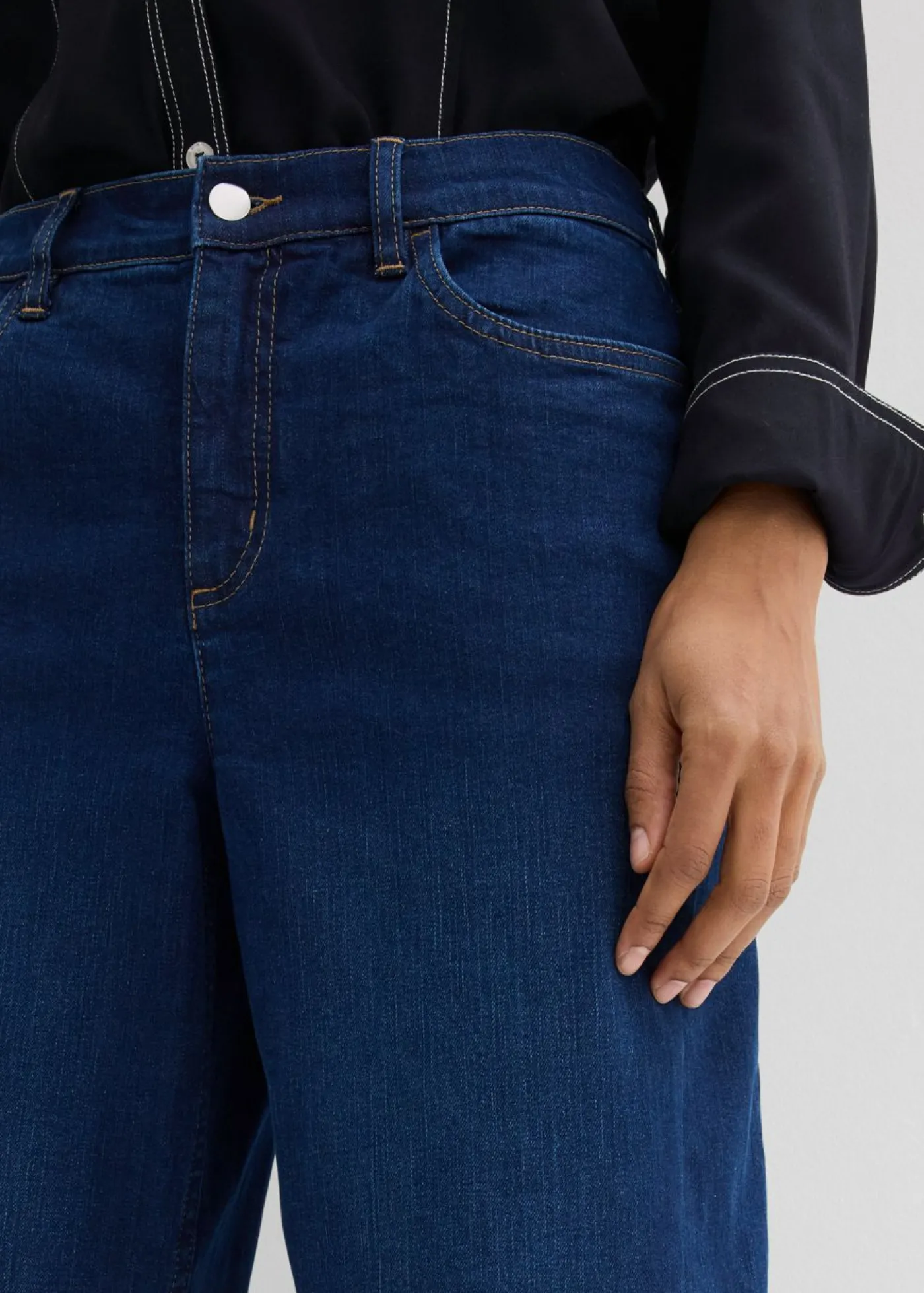 bonprix bonprix Vaqueros barrel, mid waist, de algodón orgánico azul oscuro denim usado Sale