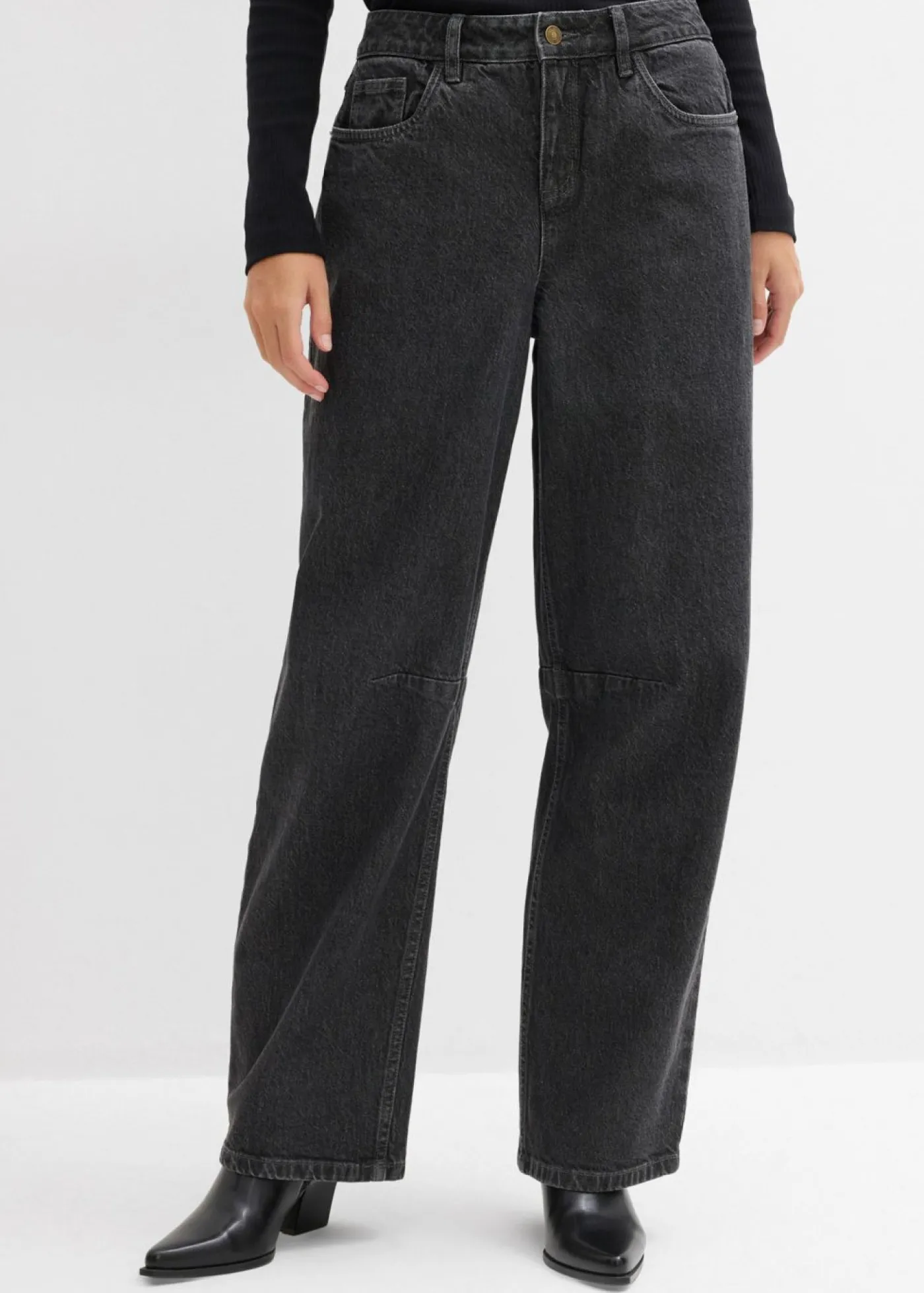 bonprix bonprix Vaqueros barrel, mid waist denim gris oscuro usado Clearance