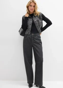 bonprix bonprix Vaqueros barrel, mid waist denim gris oscuro usado Clearance