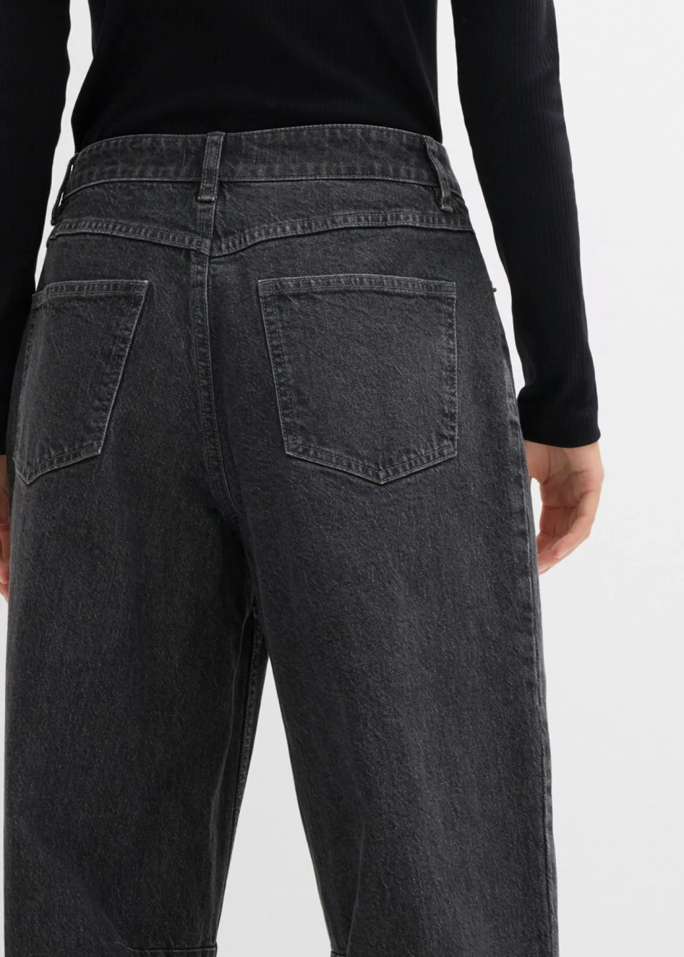 bonprix bonprix Vaqueros barrel, mid waist denim gris oscuro usado Clearance