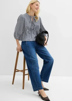 bonprix bonprix Vaqueros barrel, mid waist Azul piedra usado Discount