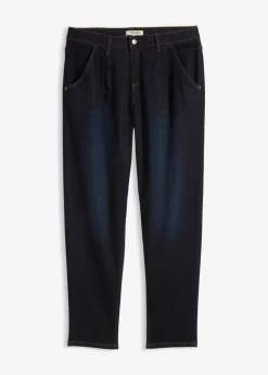bonprix bonprix Vaqueros barrel, mid waist, elástico Denim oscuro desgastado Online