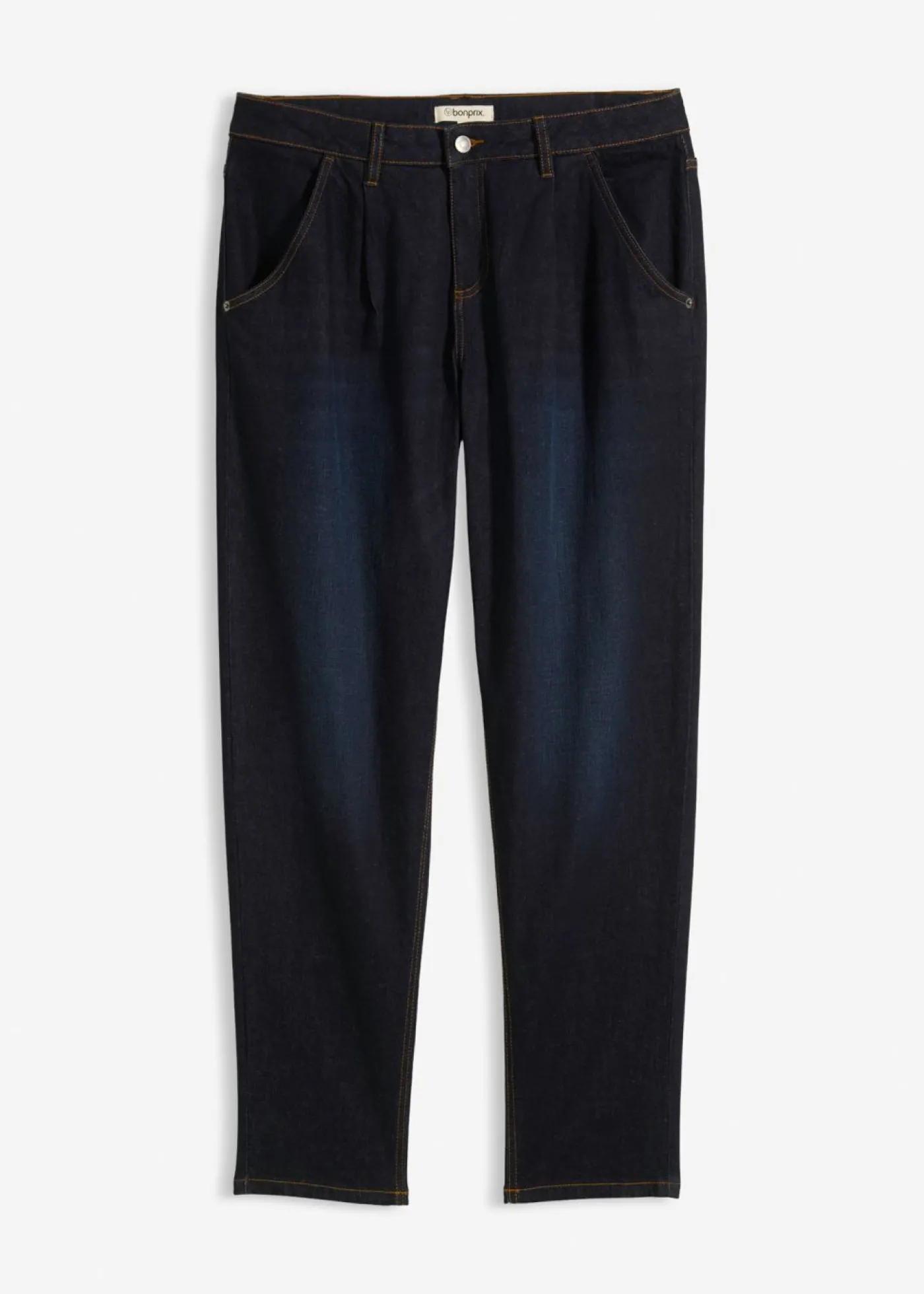 bonprix bonprix Vaqueros barrel, mid waist, elástico Denim oscuro desgastado Online