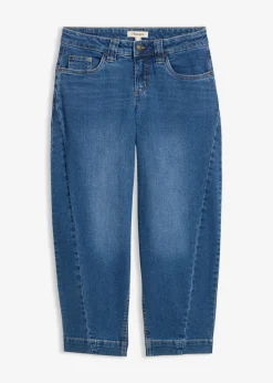 bonprix bonprix Vaqueros barrel, mid waist, cropped Azul piedra usado Outlet