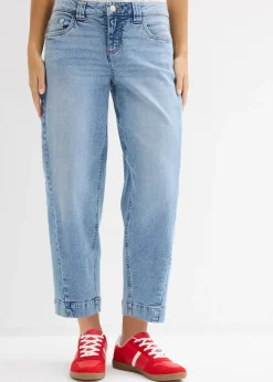 bonprix bonprix Vaqueros barrel, mid waist, cropped Azul piedra usado Outlet