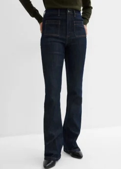 bonprix bonprix Vaqueros bootcut, high waist, cintura cómoda Azul oscuro denim Hot