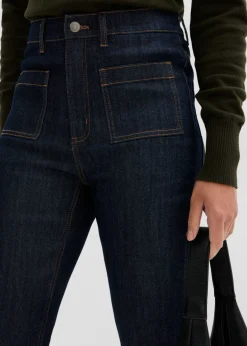 bonprix bonprix Vaqueros bootcut, high waist, cintura cómoda Azul oscuro denim Hot