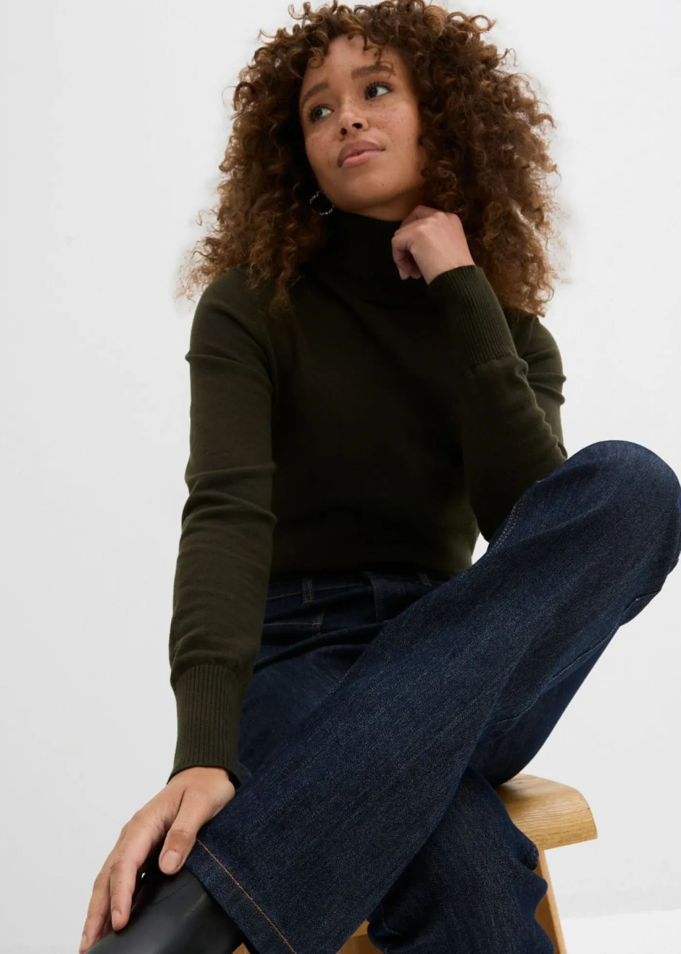 bonprix bonprix Vaqueros bootcut, high waist, cintura cómoda Azul oscuro denim Hot