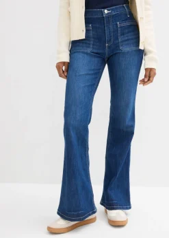 bonprix bonprix Vaqueros bootcut, high waist, largo completo y elásticos Azul piedra usado Sale