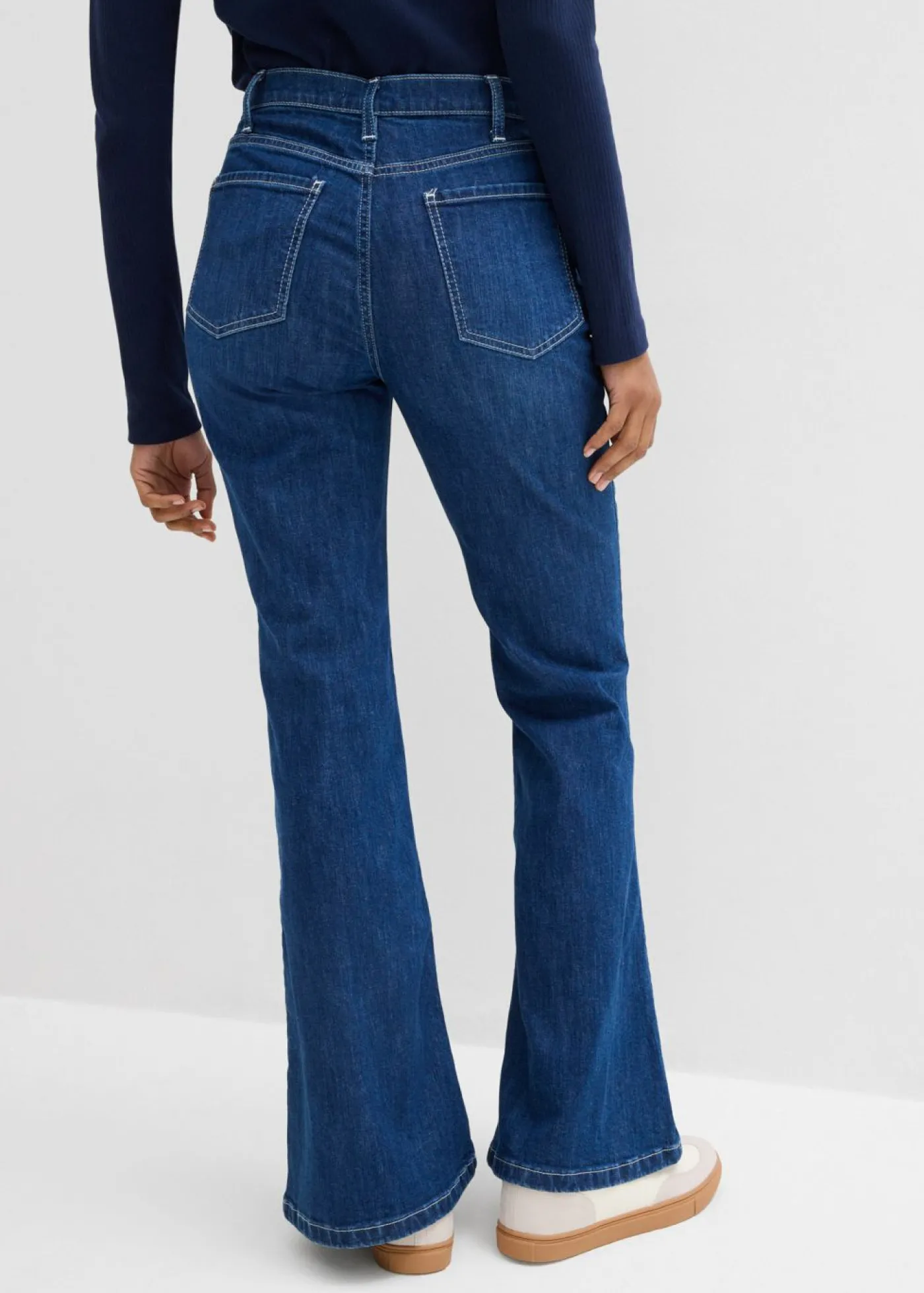 bonprix bonprix Vaqueros bootcut, high waist, largo completo y elásticos Azul piedra usado Sale