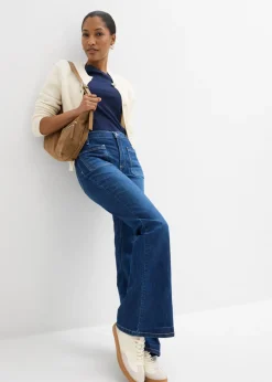 bonprix bonprix Vaqueros bootcut, high waist, largo completo y elásticos Azul piedra usado Sale