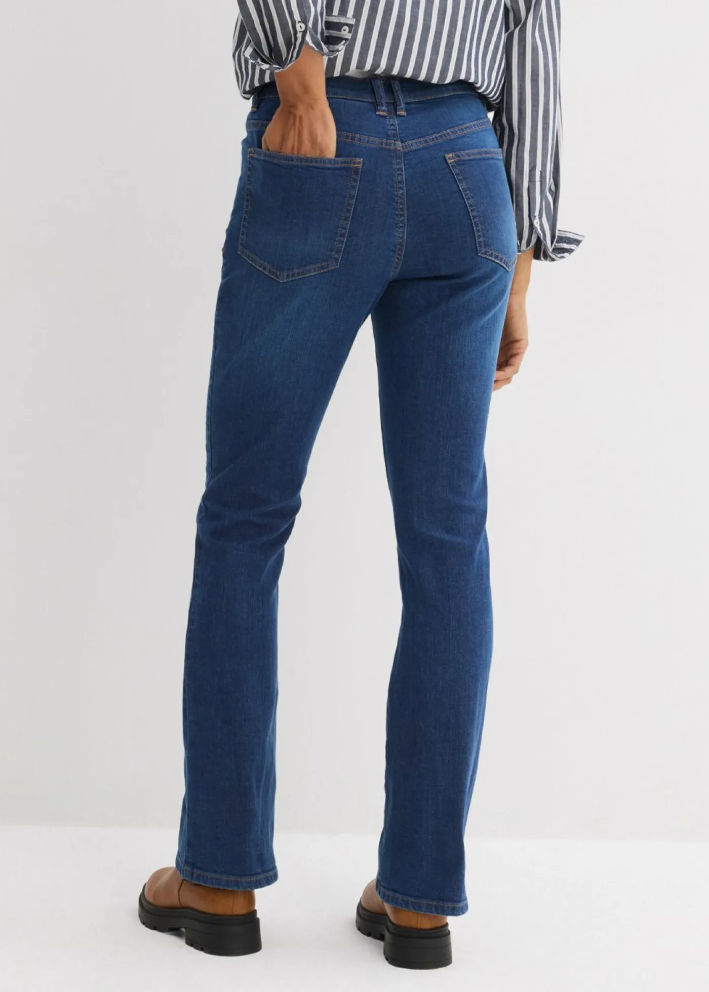 bonprix bonprix Vaqueros bootcut, high waist azul oscuro denim usado Discount