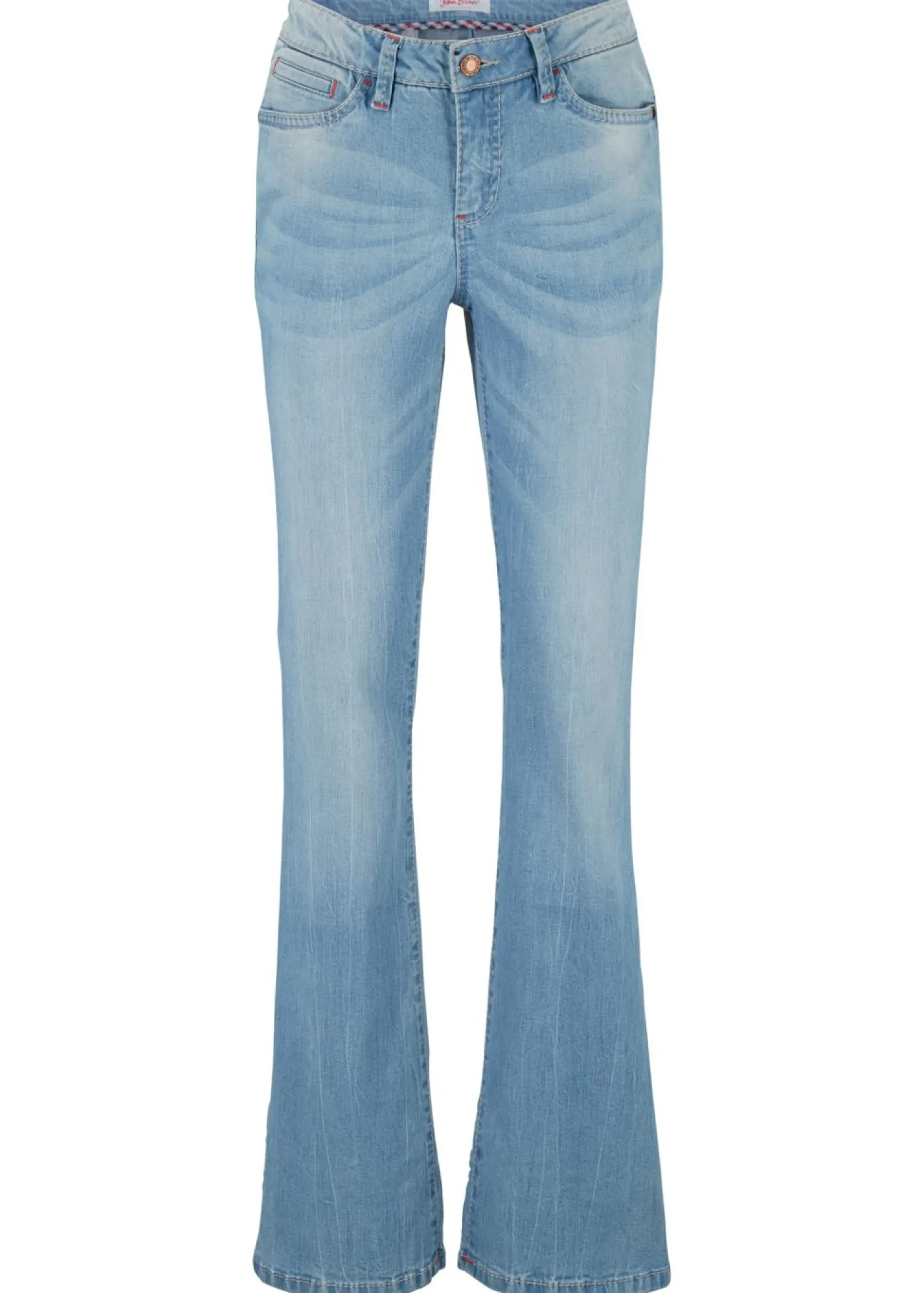 bonprix bonprix Vaqueros bootcut mid waist, elásticos Azul claro desgastado Sale