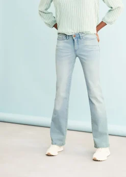 bonprix bonprix Vaqueros bootcut mid waist, elásticos Azul claro desgastado Sale