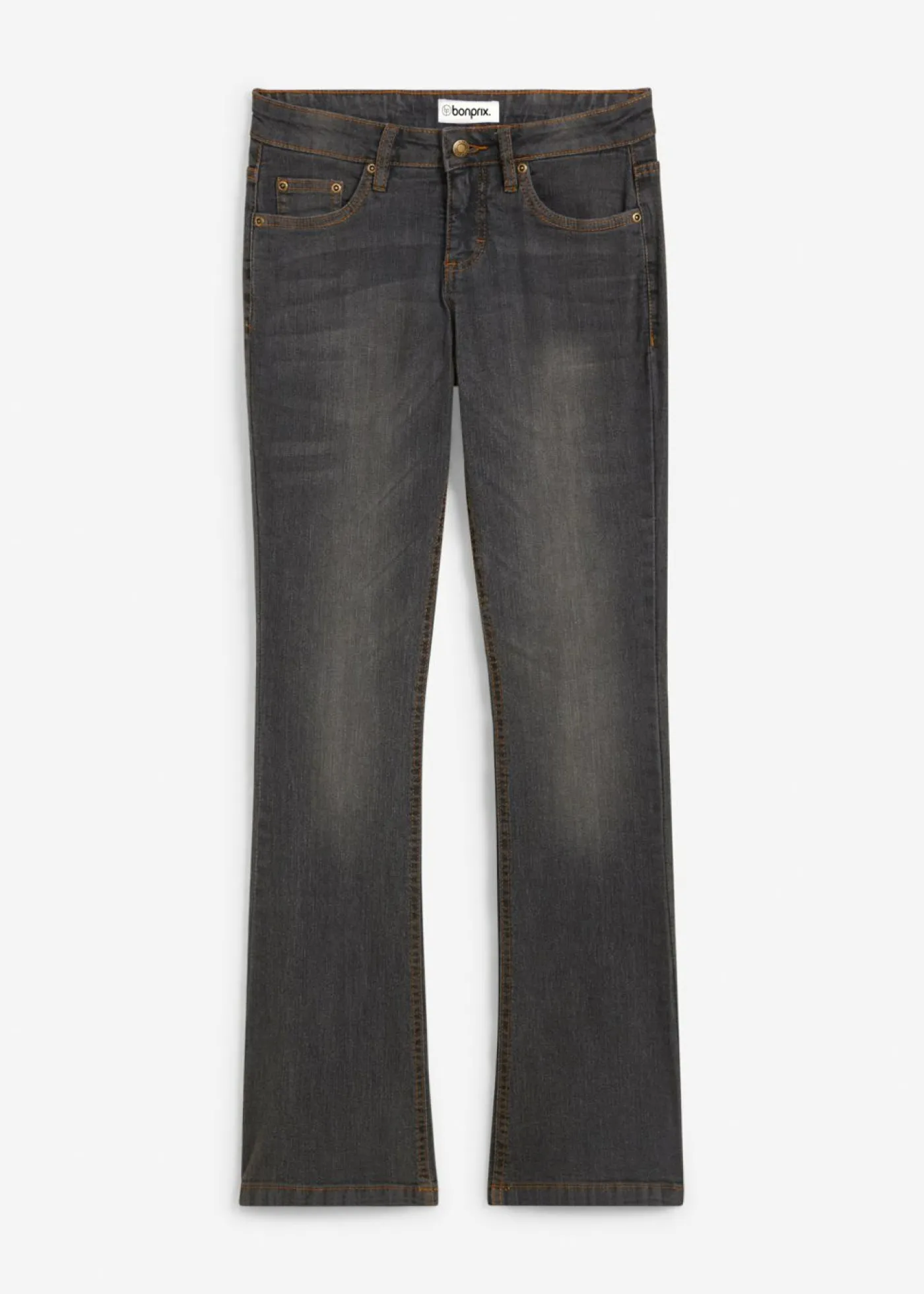 bonprix bonprix Vaqueros bootcut mid waist, elásticos Negro desgastado Discount