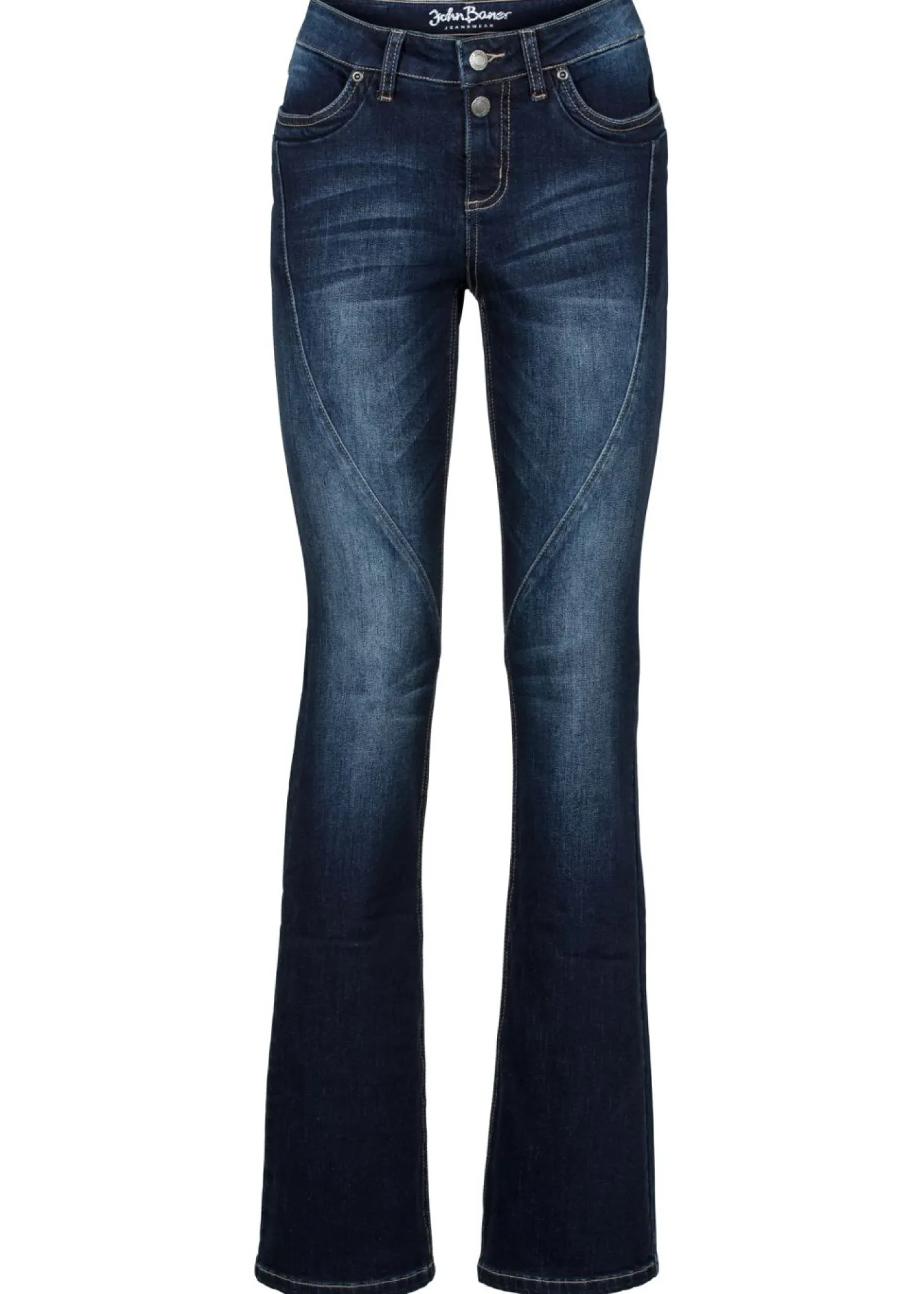 bonprix bonprix Vaqueros bootcut mid waist, elásticos Azul marino desgastado Sale