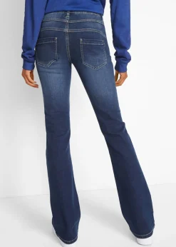 bonprix bonprix Vaqueros bootcut mid waist, elásticos Azul marino desgastado Sale