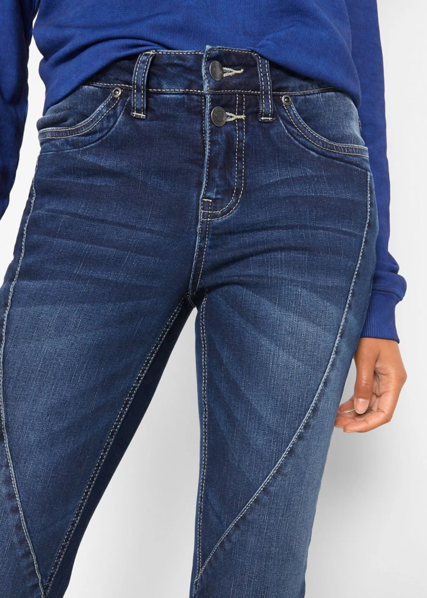 bonprix bonprix Vaqueros bootcut mid waist, elásticos Azul marino desgastado Sale