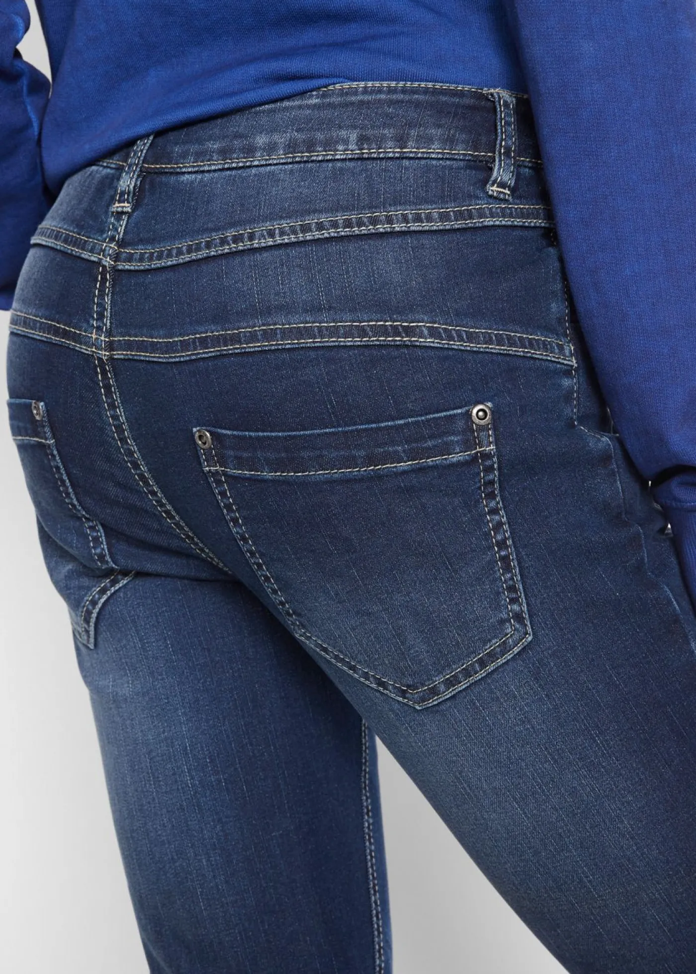 bonprix bonprix Vaqueros bootcut mid waist, elásticos Azul marino desgastado Sale