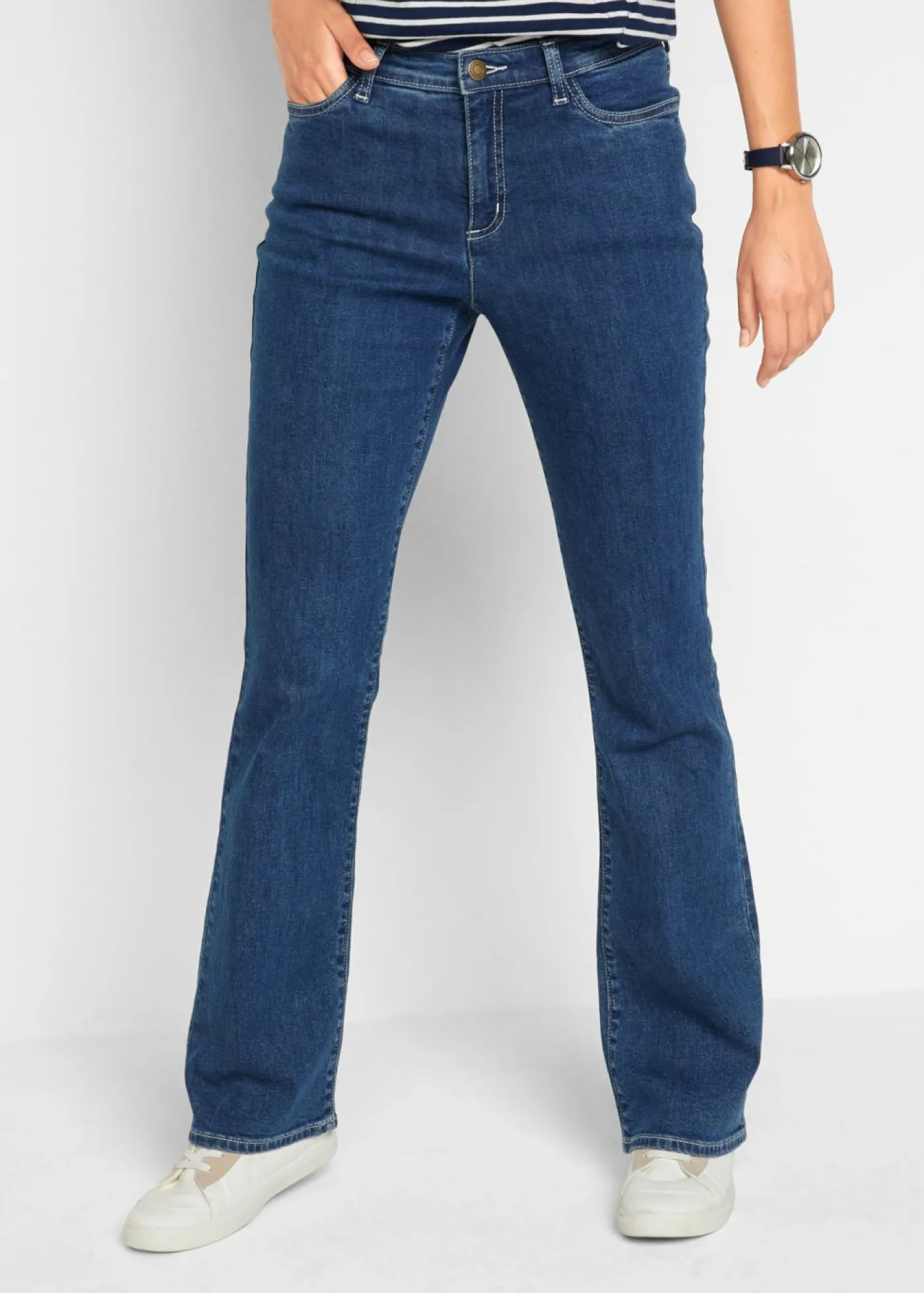 bonprix bonprix Vaqueros bootcut, mid waist, de algodón orgánico Azul Outlet
